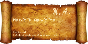 Mazák Agnéta névjegykártya